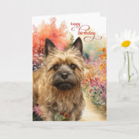 Vœux d'anniversaire de chien Terrier Cairn Chemin