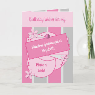 Carte Vœux d'anniversaire de filleule fabuleuse rose