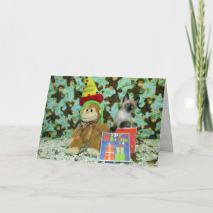 Carte Voeux d'anniversaire de Munch - Chat de Siamese / 