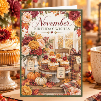 Carte Vœux d'anniversaire de novembre Gâteaux d'annivers