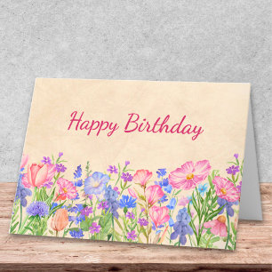 Carte Vœux d'anniversaire de printemps, conception flora