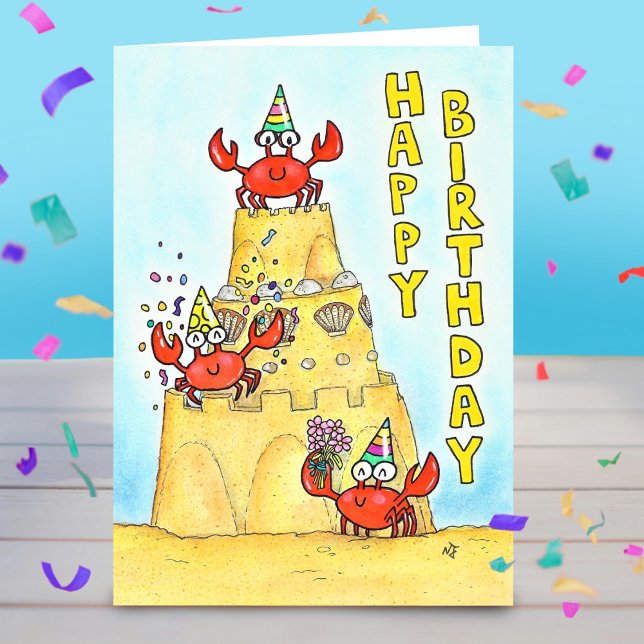 Carte Voeux d'anniversaire des crabes rouges (Créateur téléchargé)