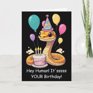 Carte Vœux d'anniversaire drôles de serpent de compagnie