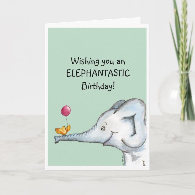 Carte Voeux d'anniversaire éléphantastiques (Devant)