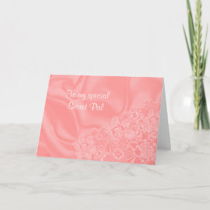 Carte Voeux d'anniversaire en satin rose