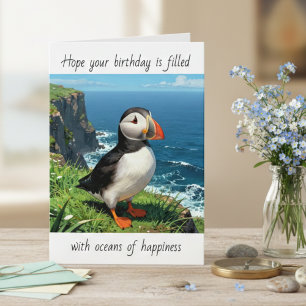 Carte Vœux d'anniversaire joyeux au Macareux