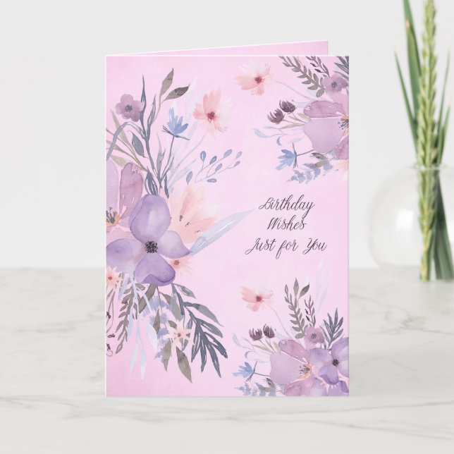 Carte Voeux d'anniversaire juste pour vous Aquarelle Fle (Devant)