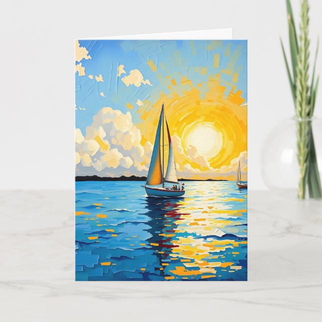 Carte Voeux d'anniversaire paisibles | Voilier (Devant)
