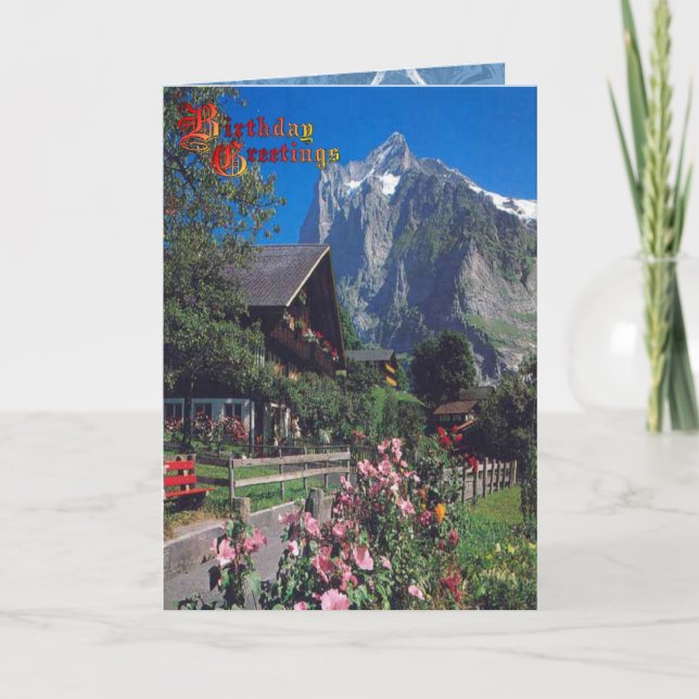 Carte Voeux d'anniversaire - Parmi les montagnes (Devant)