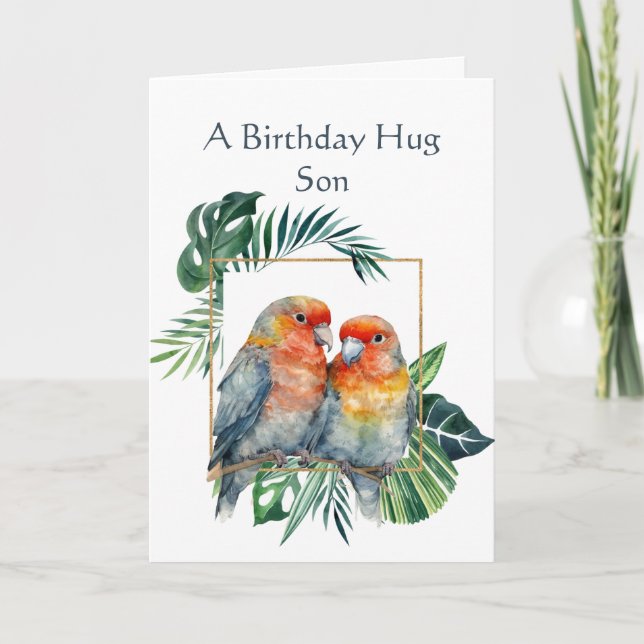 Carte Voeux d'anniversaire pour le fils de Parrot Bird (Devant)