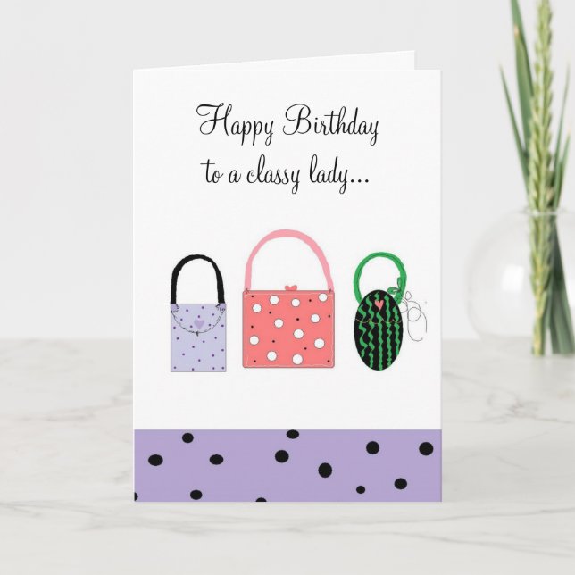 Carte Voeux D'Anniversaire Pour Une Dame Classique (Devant)