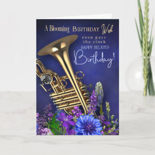 Carte Vœux d'anniversaire tardifs pour joueur de cor