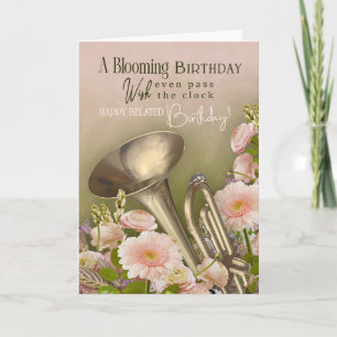 Carte Vœux d'anniversaire tardifs pour joueur de trompet