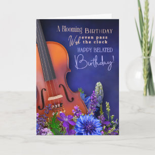 Carte Vœux d'anniversaire tardifs pour musicien de corde