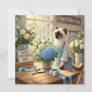Carte Voeux de Fête des pères Amoureux des chats pour le