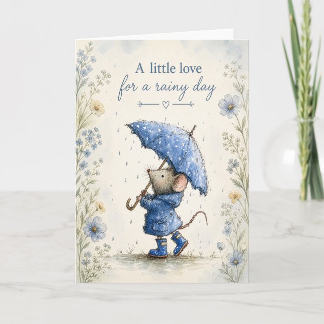 Carte Vœux de jour de pluie d'un peu d'amour (Devant)