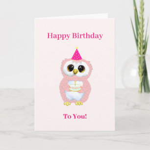Carte Vœux de joyeux anniversaire de chouette sur fond r