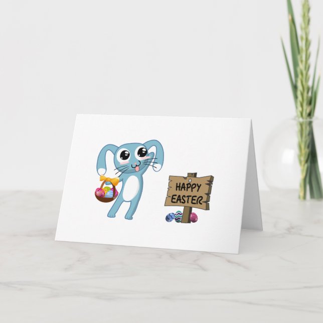 Carte Vœux de lapin de Pâques Joyeuses Pâques (Devant)