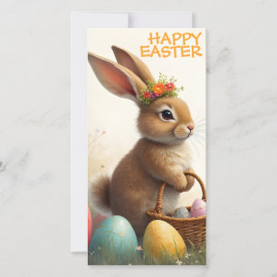 Carte Vœux de printemps du lapin de Pâques