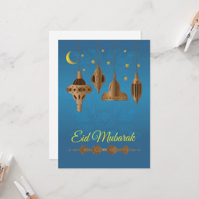 Carte vœux d'Eid Moubarak (Devant/Arrière en situation)