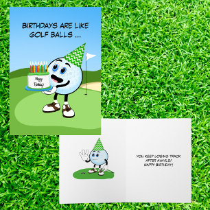 Carte Vœux drôles d'anniversaire de balle de golf