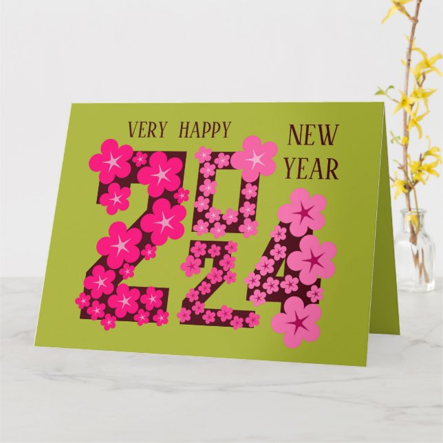 CARTE VOEUX DU NOUVEL AN 2024 POUR TOUS (Fleur jaune)
