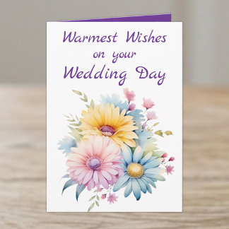 Carte Vœux les plus chaleureux fleurs de mariage jour vi