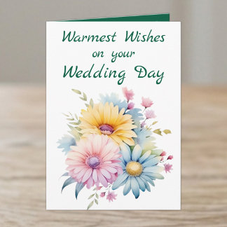 Carte Vœux les plus chaleureux fleurs de mariage vertes