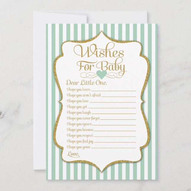 Carte Voeux Pour Bébé Mint Green Baby shower Jeu (Devant)