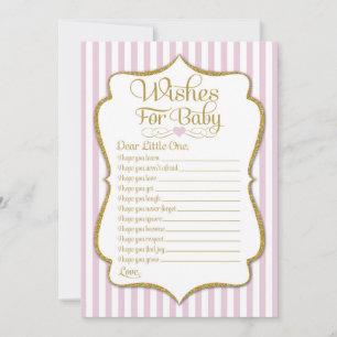 Carte Voeux Pour Bébé Rose Gold Girl Baby shower Jeu