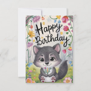 Carte Voeux simples Wolf Anniversaire numérique
