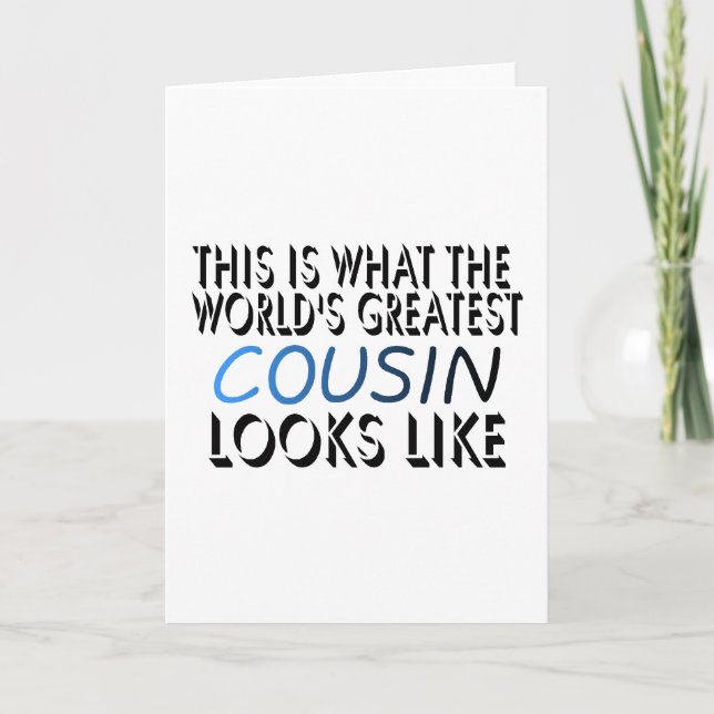 Carte Voici le plus grand cousin du monde (bleu) (2 (Devant)