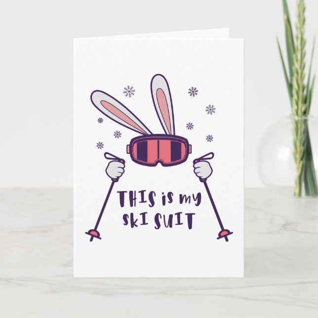 Carte Voici mon Ski Suit Ski Rabbit avec des bâtons de s (Devant)