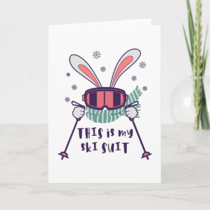 Carte Voici mon Ski Suit Ski Rabbit avec des bâtons de s