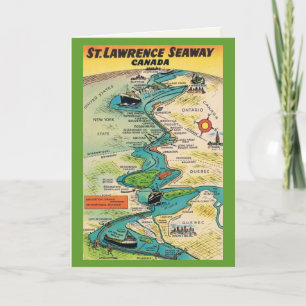 Carte Voie maritime du Saint-Laurent vintage 