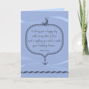 Carte Voilier et Ancre Nautique Joyeux Anniversaire