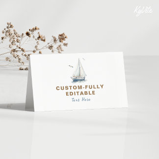 Carte Voilier sur Nautical Fold Food Tente B'day Card