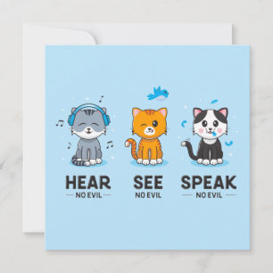 Carte Voir Speak No Evil Cats Card (5.25x5.25)