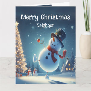 Carte Voisin Happy Snowman Hot Chocolate Noël