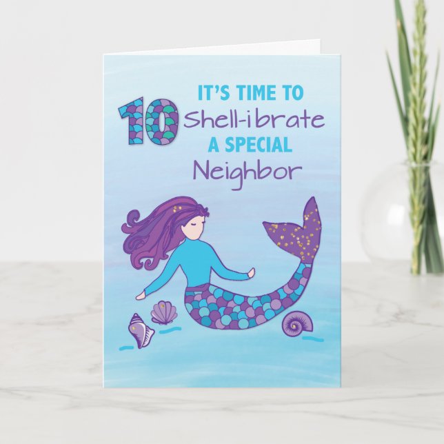 Carte Voisine 10e anniversaire Sparkly Look Mermaid (Devant)