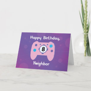 Carte Voisine fille 8 an Anniversaire Gamer Contrôleur