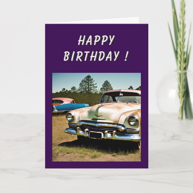 Carte Voiture abandonnée 1950 Anniversaire (Devant)
