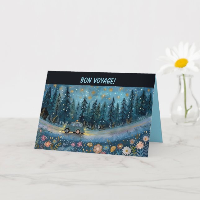 Carte Voiture Bon Voyage et Fleurs (Petite plante)
