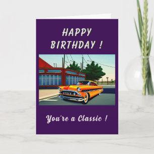Carte Voiture classique américaine 1950 Anniversaire