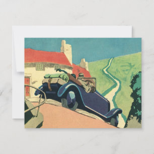 Carte Voiture convertible vintage voyage dans le pays