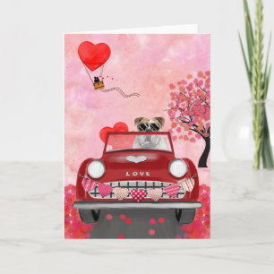 Carte Voiture de conduite de Bulldog avec Coeurs Valenti