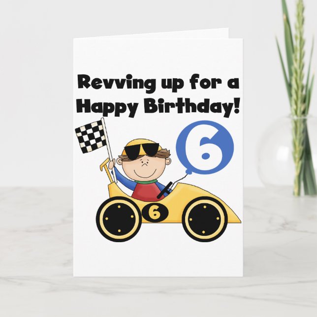 Carte Voiture de course Jaune 6e Chemises et cadeaux d'a (Devant)
