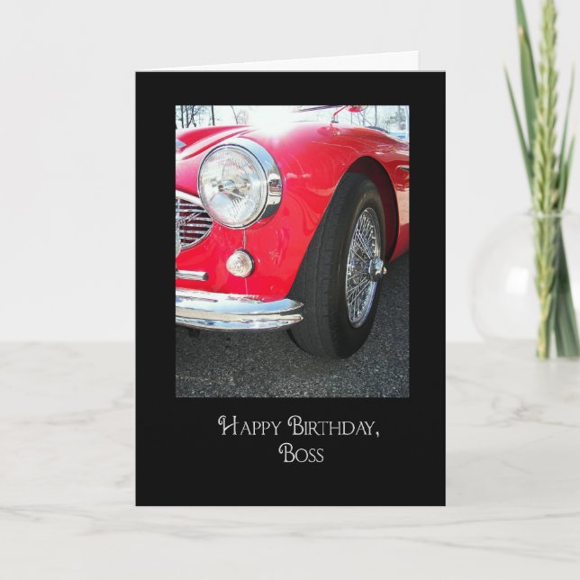 Carte voiture de sport rouge-anniversaire du patron (Devant)