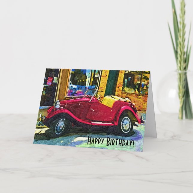 Carte Voiture d'Oldtimer de joyeux anniversaire (Devant)