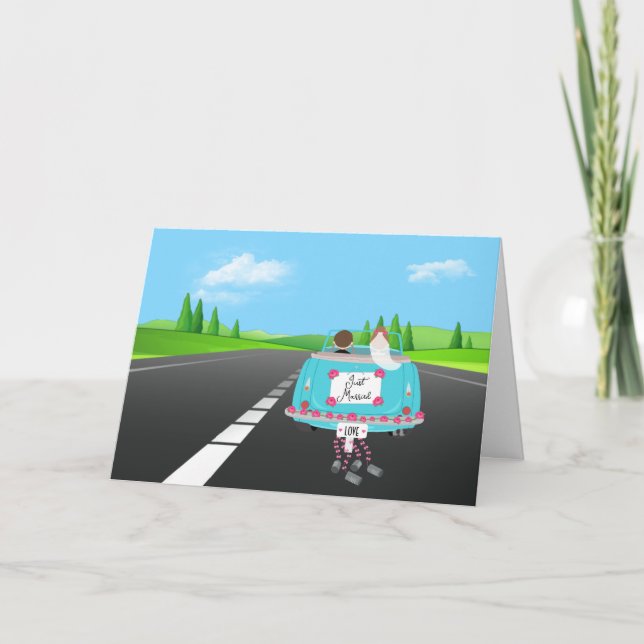 Carte Voiture Mariée Sur Route (Devant)